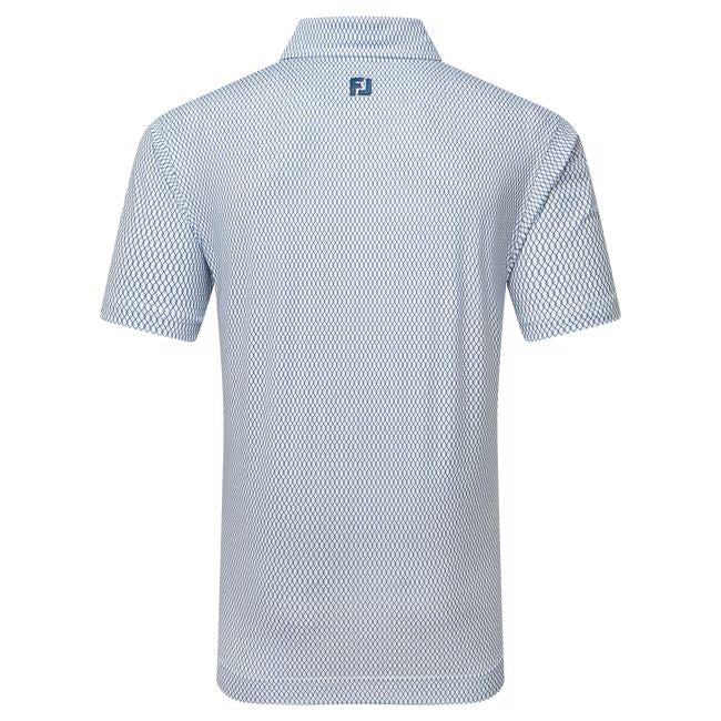 Footjoy polo en fil d'écosse imprimé Grillage Blanc Marine