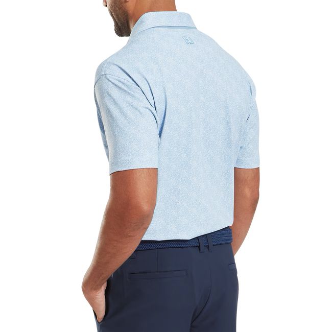 Footjoy polo en fil d'écosse imprimé mouchetée bleu ciel Blanc