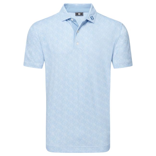 Footjoy polo en fil d'écosse imprimé mouchetée bleu ciel Blanc