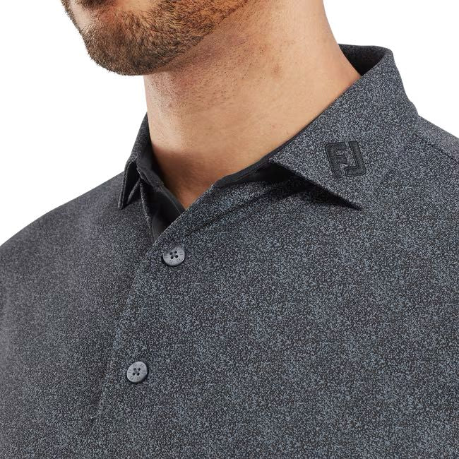 Footjoy polo en fil d'écosse imprimé mouchetée noir Gris