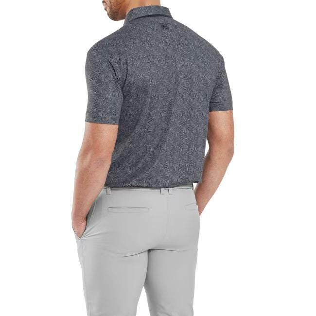 Footjoy polo en fil d'écosse imprimé mouchetée noir Gris