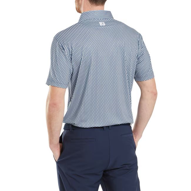 Footjoy polo en fil d'écosse imprimé pied de poule Bleu jeans