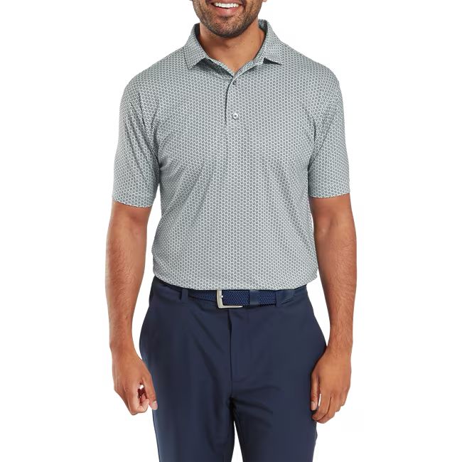 Footjoy polo en fil d'écosse imprimé pied de poule Gris