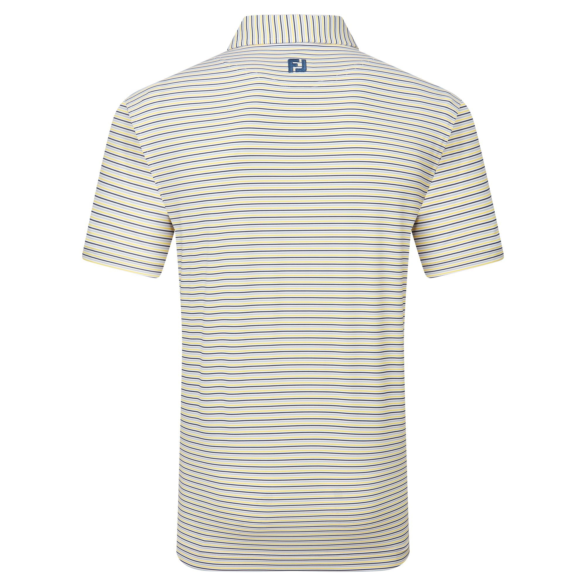 Footjoy polo en fil d'écosse imprimé Rayure blanc Navy gris jaune