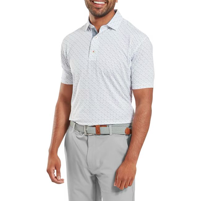 Footjoy polo en fil d'écosse imprimé Silhouette blanc gris