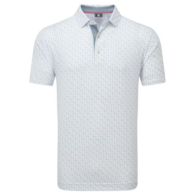 Footjoy polo en fil d'écosse imprimé Silhouette blanc gris