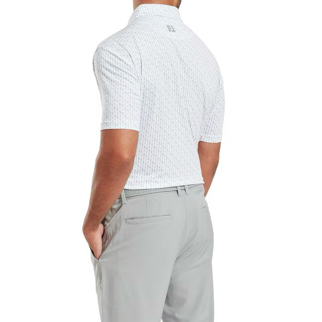 Footjoy polo en fil d'écosse imprimé Silhouette blanc gris