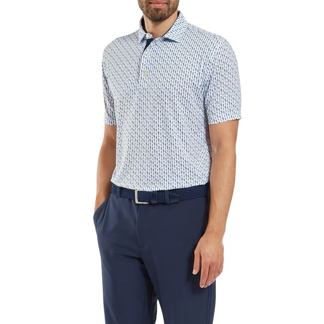 Footjoy polo en fil d'écosse imprimé Silhouette blanc Marine