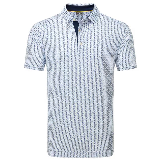 Footjoy polo en fil d'écosse imprimé Silhouette blanc Marine