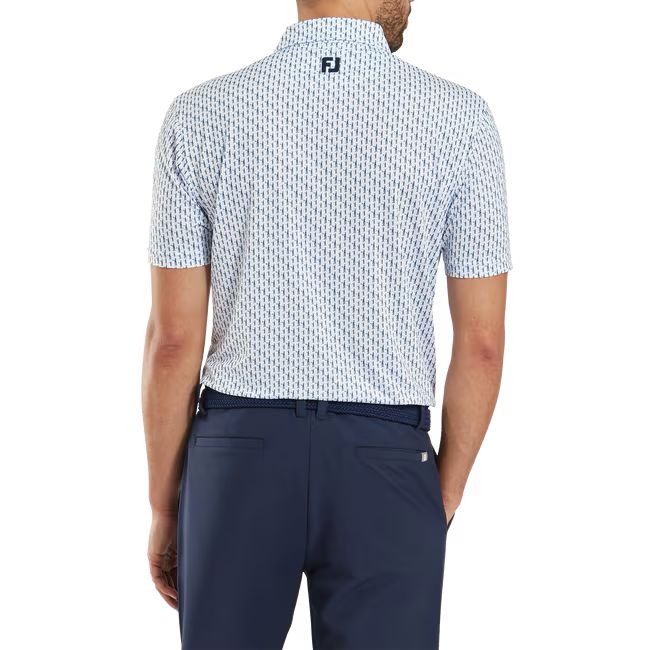 Footjoy polo en fil d'écosse imprimé Silhouette blanc Marine