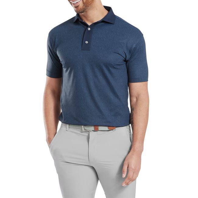 Footjoy polo en fil d'écosse imprimé texturée bleu Marine