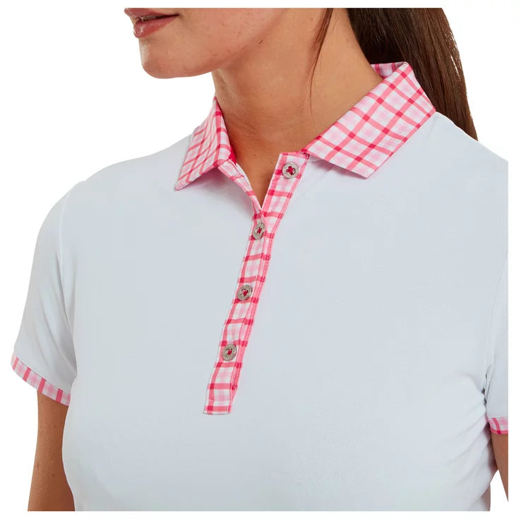 FOOTJOY polo femme avec encolure vichy white