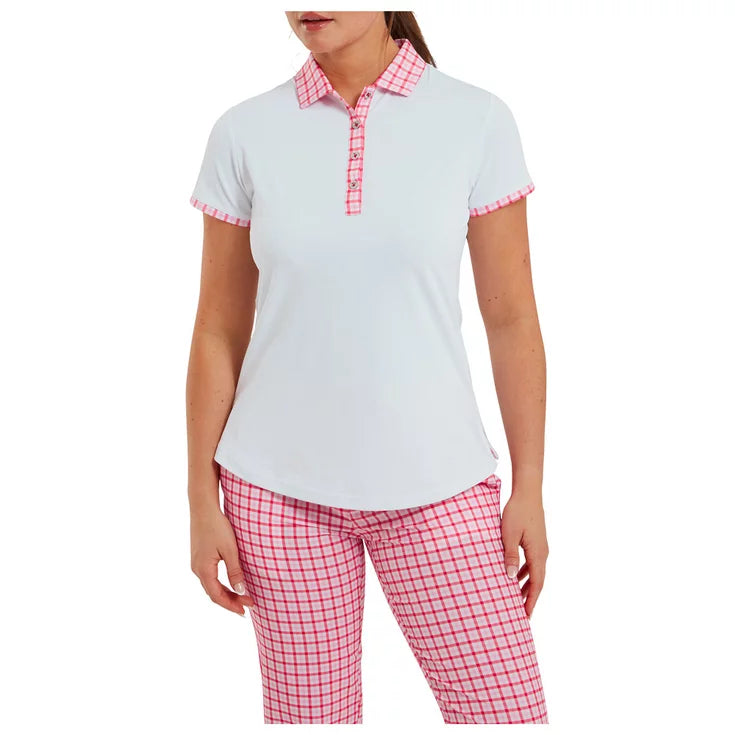 FOOTJOY polo femme avec encolure vichy white