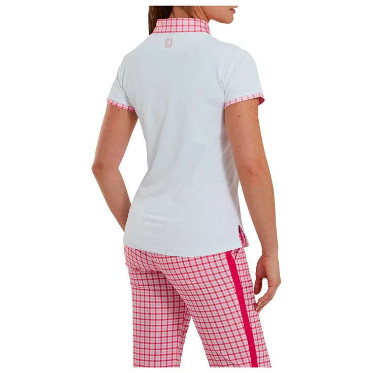 FOOTJOY polo femme avec encolure vichy white