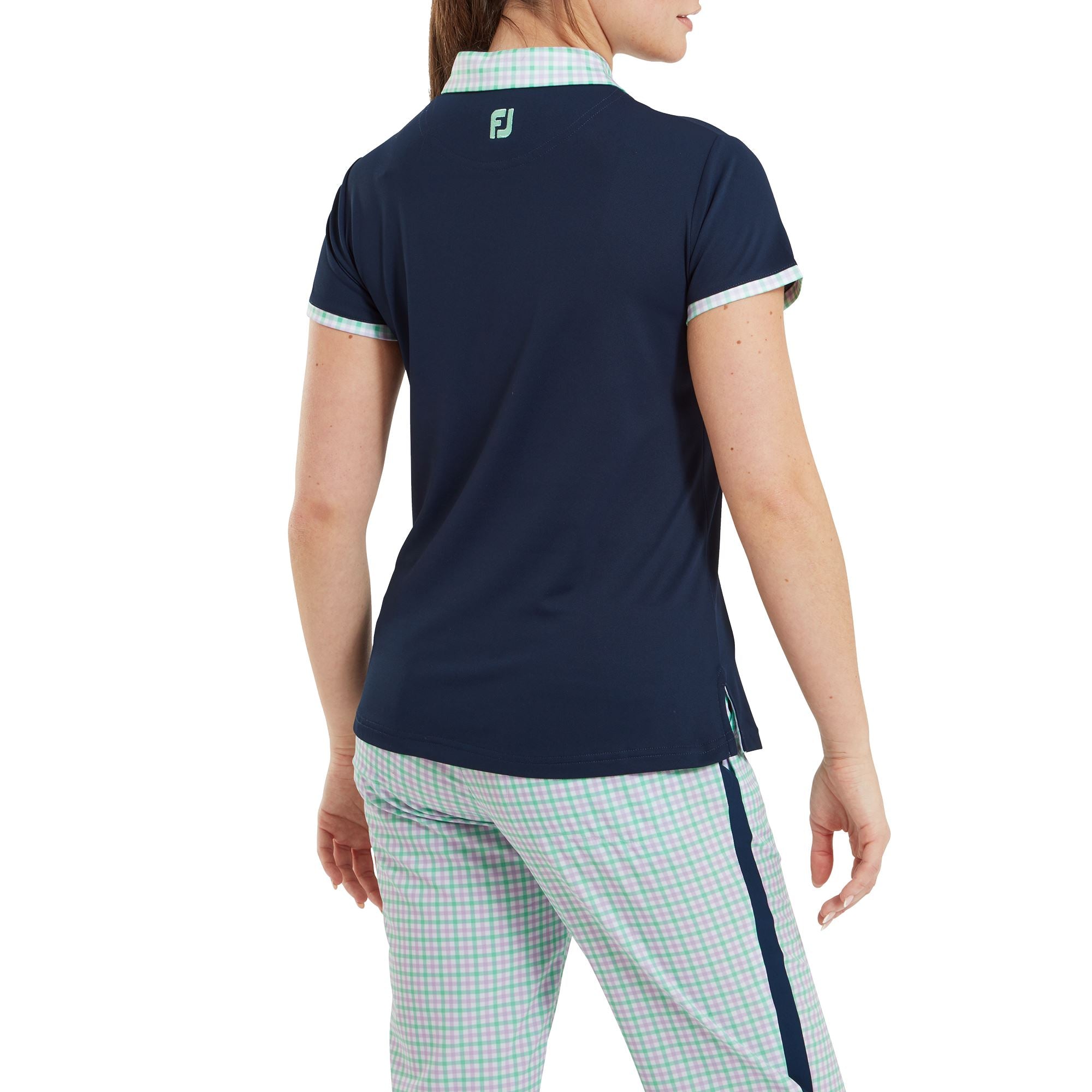 FOOTJOY polo femme gingham trim navy