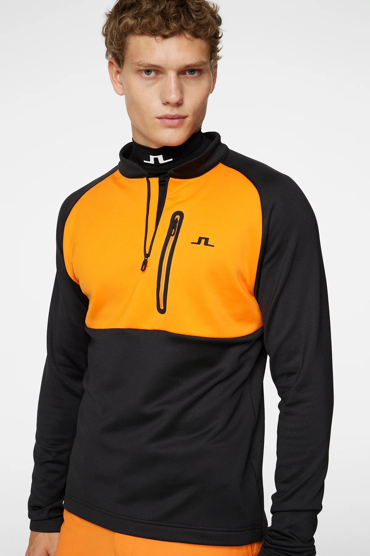 J.LINDEBERG Pull Quart de zip ADAM MIDLAYER Black Orange