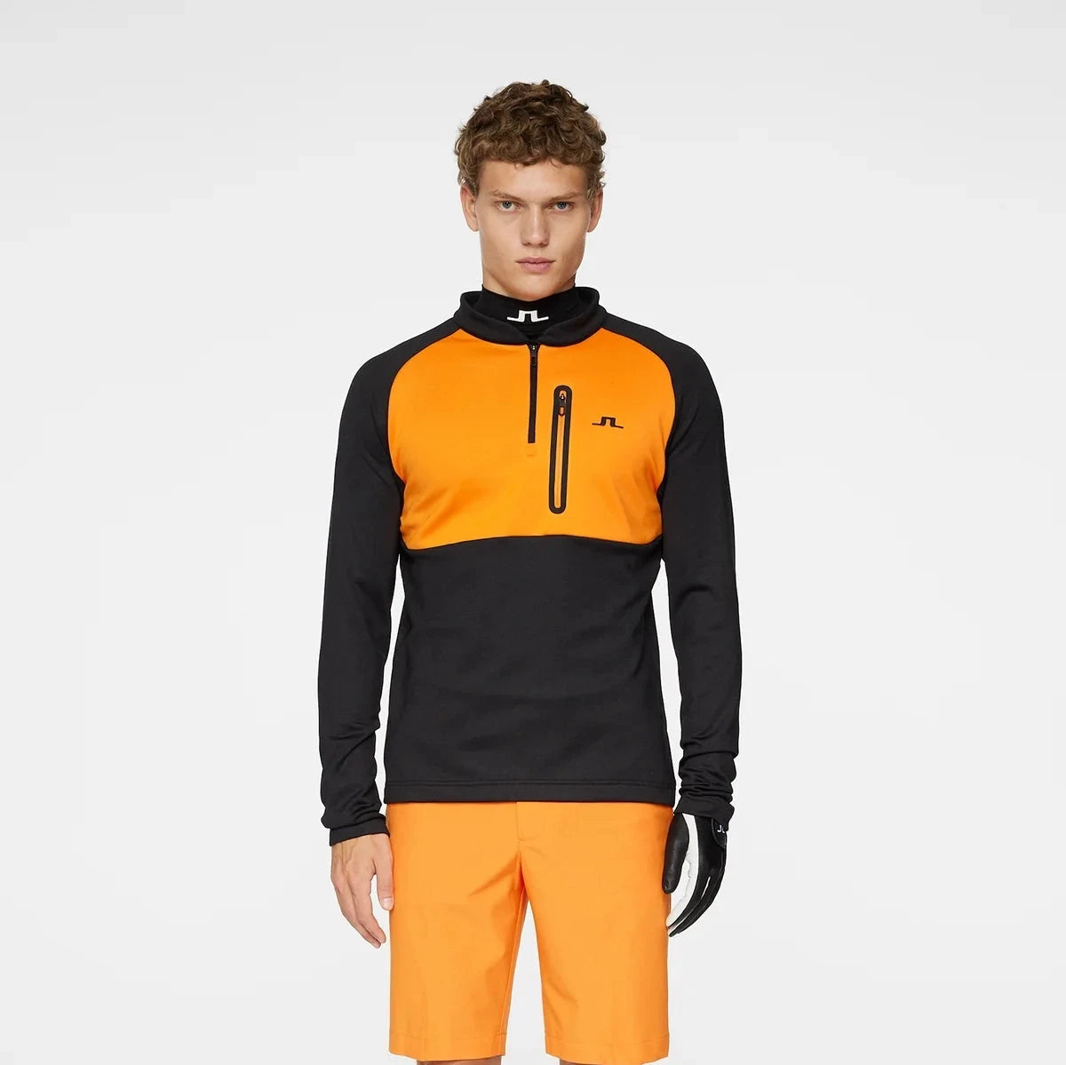 J.LINDEBERG Pull Quart de zip ADAM MIDLAYER Black Orange