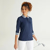 Ping Polo Femme à manche 3/4 Lindsey Marine / Blanc