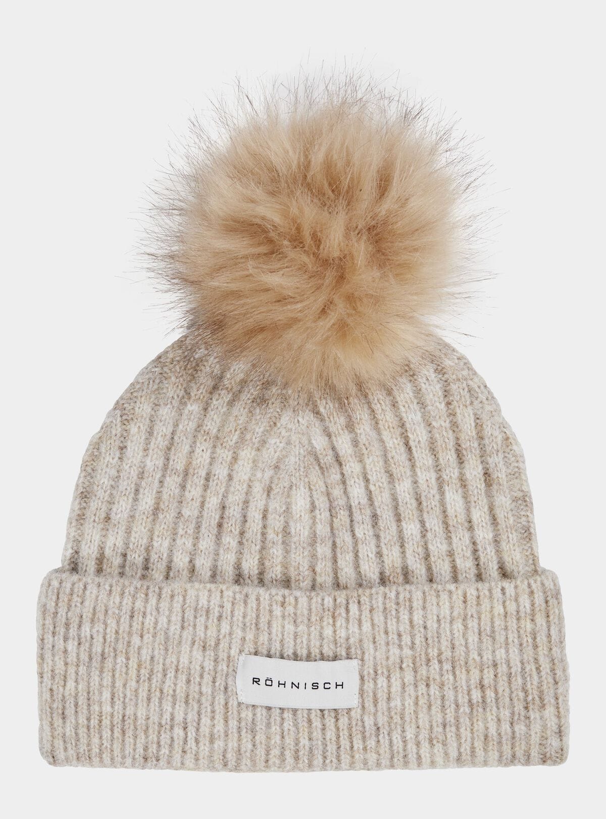 Röhnisch Bonnet Pom Rib Beanie, Oatmeal