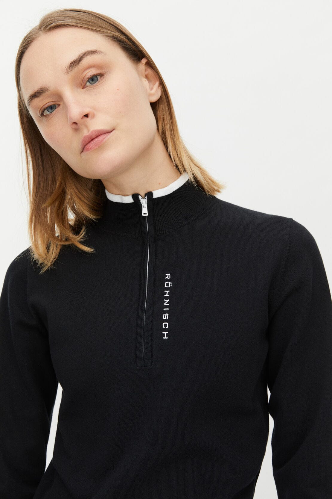 Röhnisch knitted half zip, Black