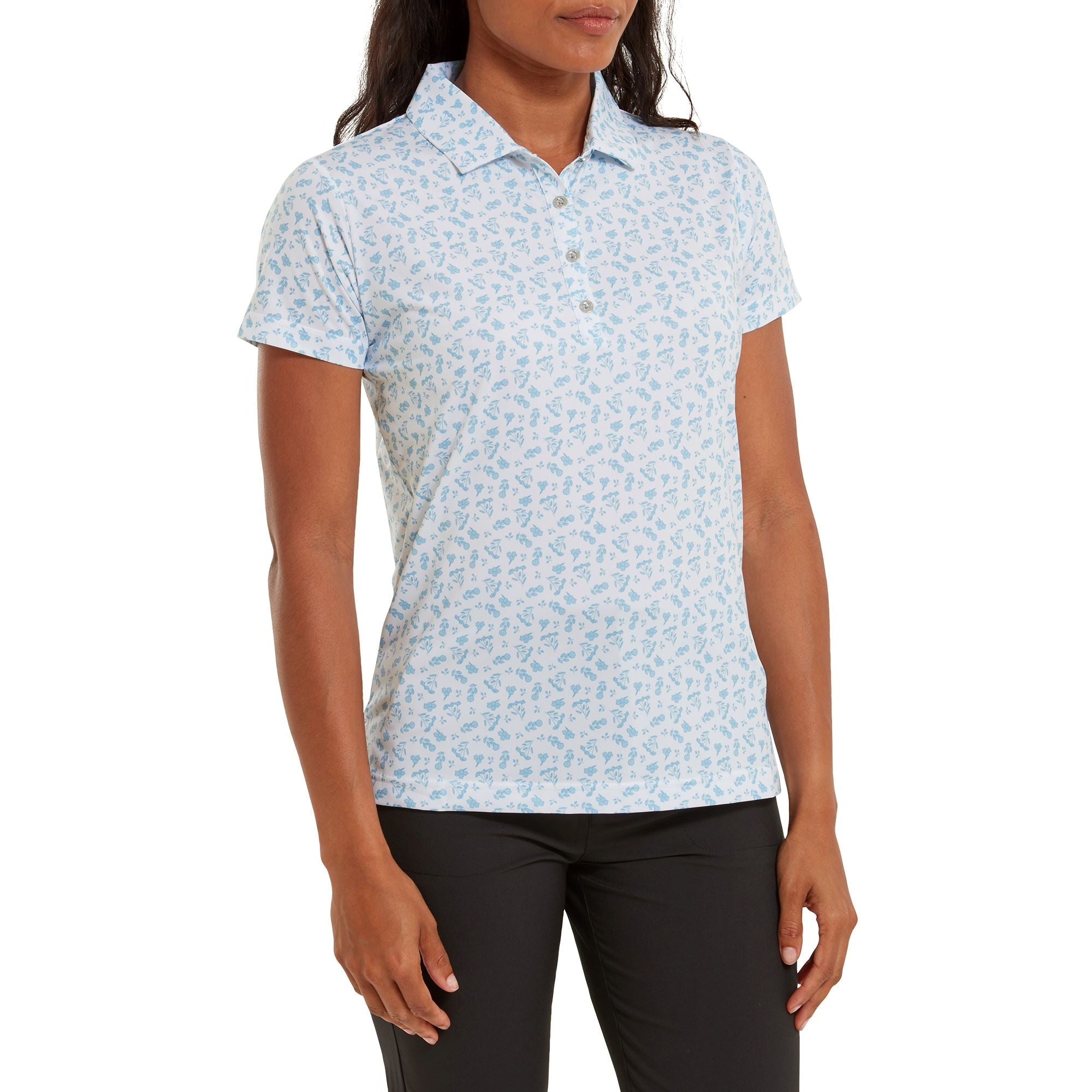 Footjoy polo imprimé Floral Blanc bleu