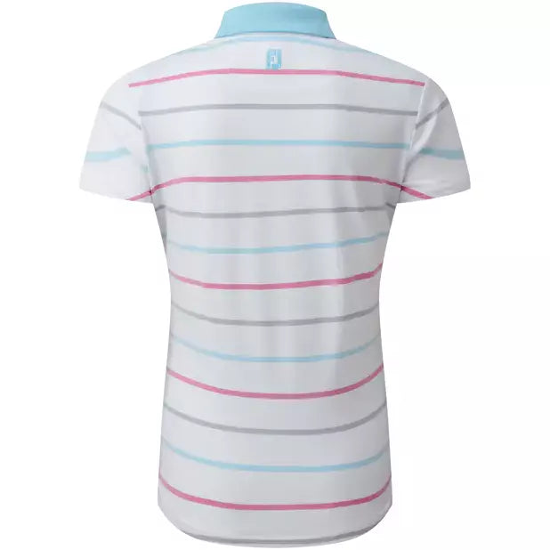 Footjoy Polo Lady Jacquard Oeil d'Oiseau Blanc Bleu