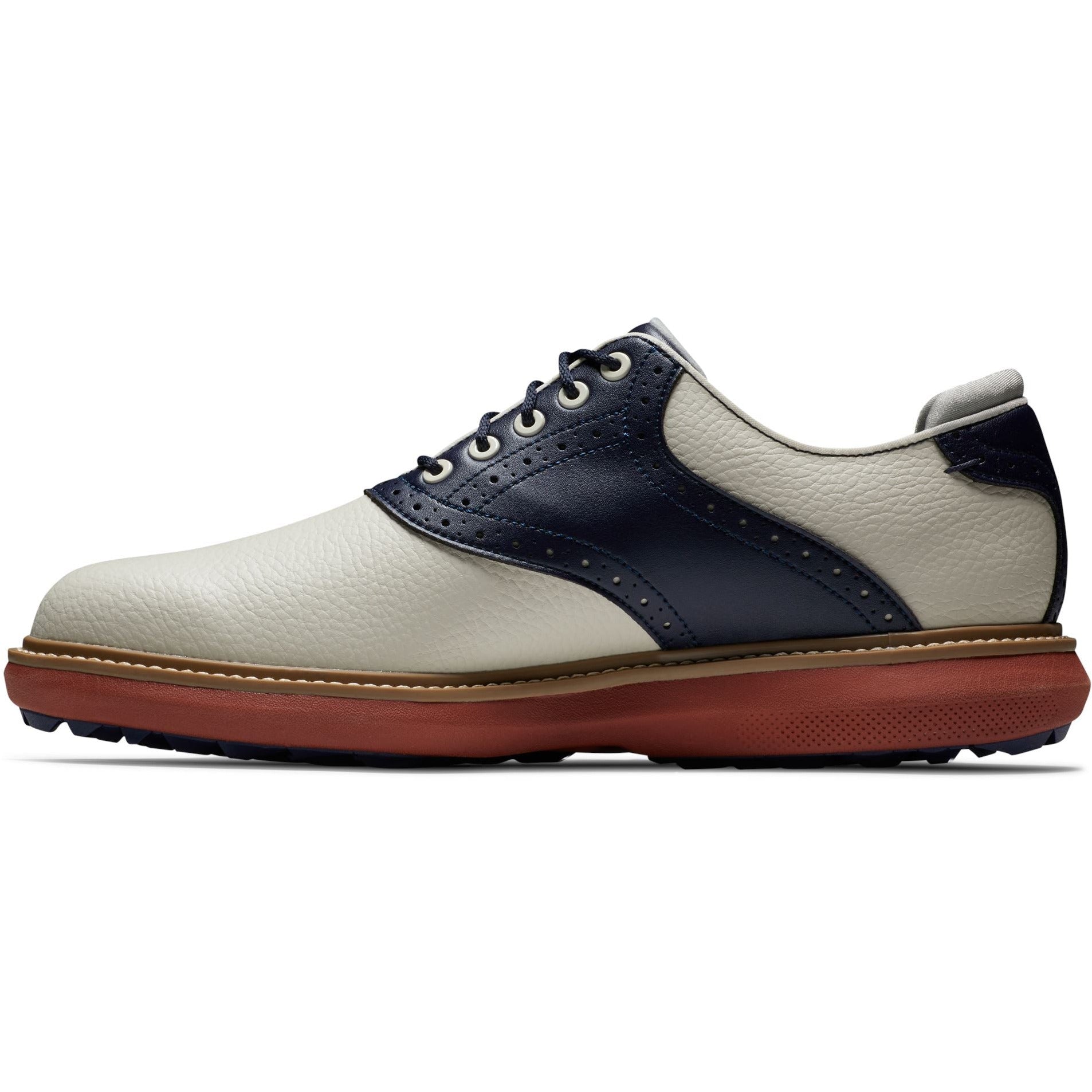 Footjoy Traditions spikeless Blanche bleu gris rouge