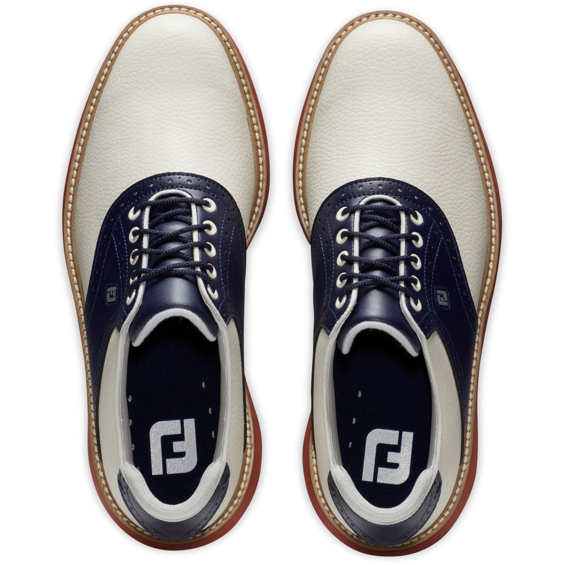 Footjoy Traditions spikeless Blanche bleu gris rouge