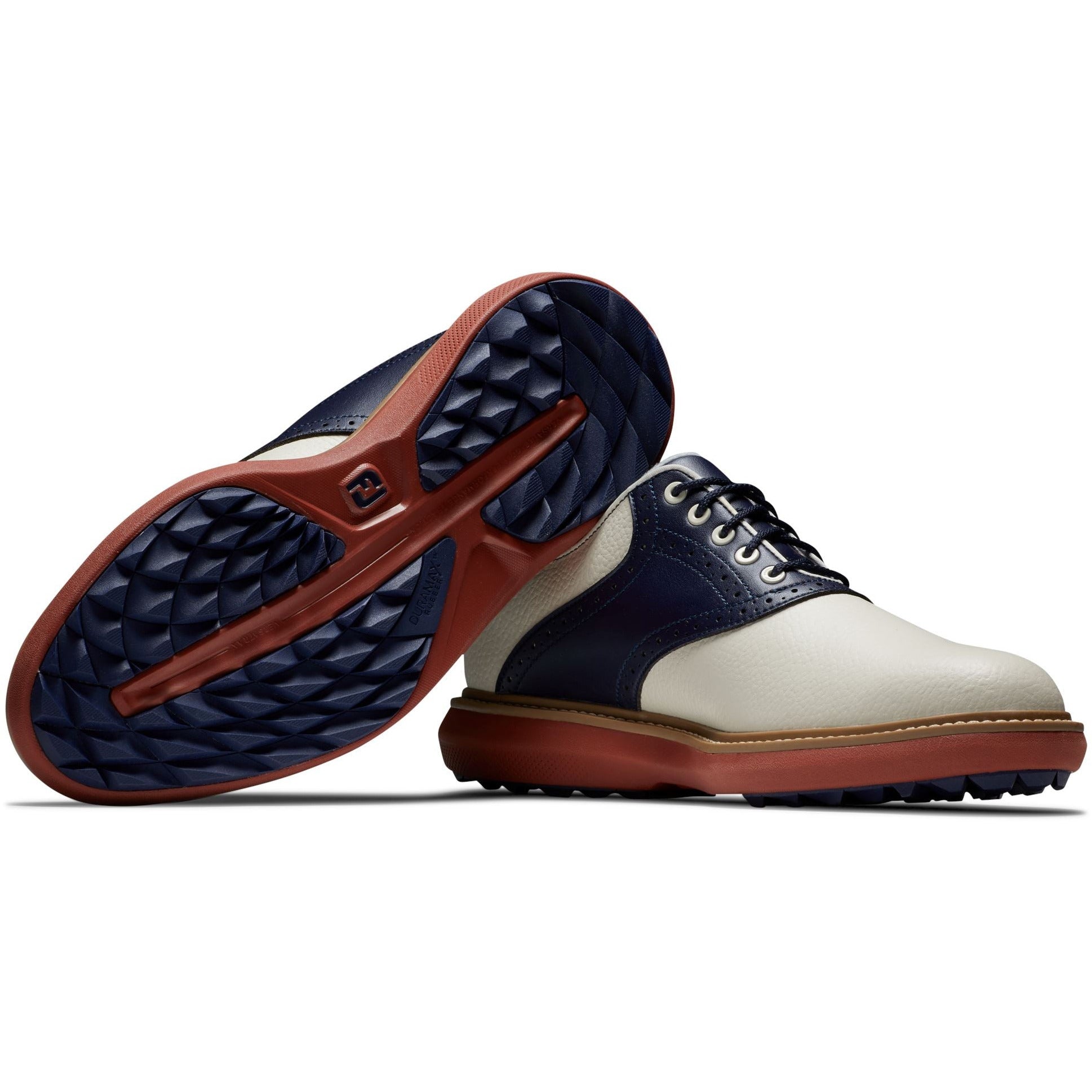 Footjoy Traditions spikeless Blanche bleu gris rouge