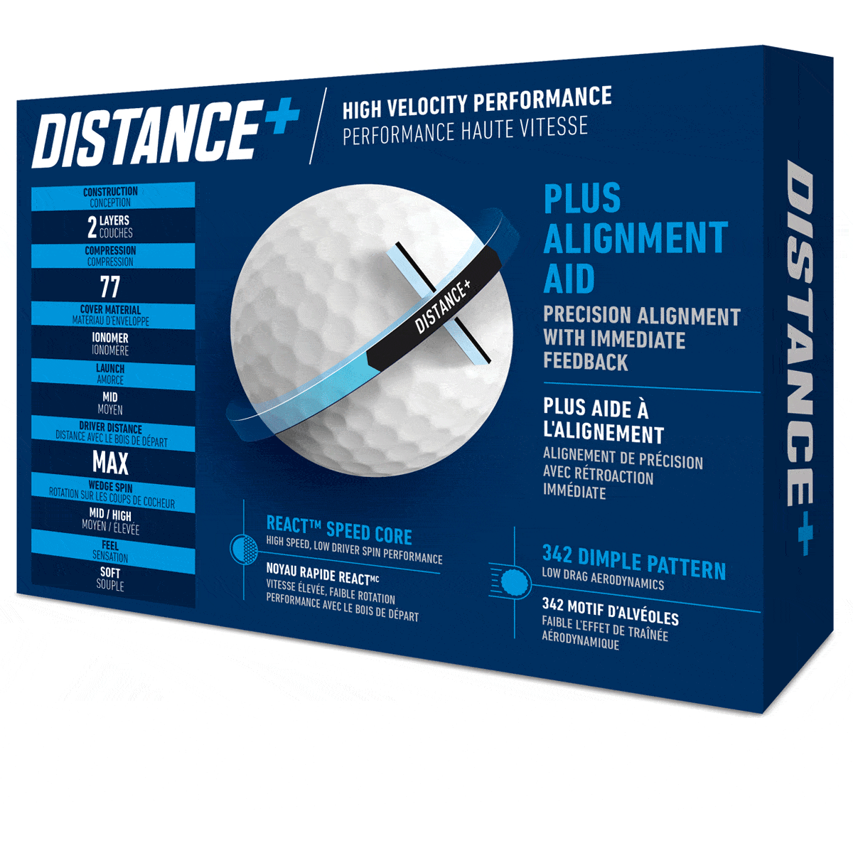 TaylorMade Balles Distance+ Blanche (boite de 12)